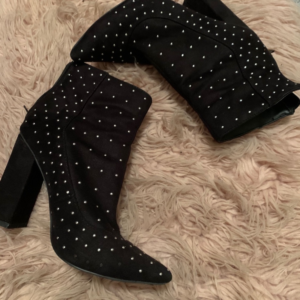 Miss guided black studded ankle booties
